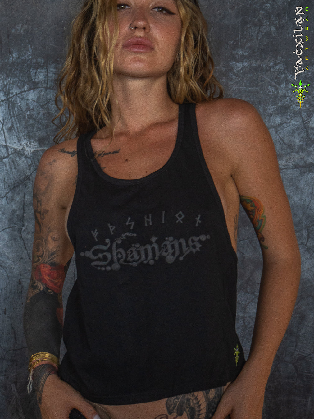 Tank Top Woman / Black Cotton Shinker - BLAK SHAMANS